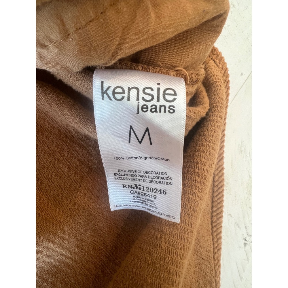 Kensie Jeans Women's Medium Corduroy Shacket Brown Button Front Oversized Fall - Picture 7 of 7